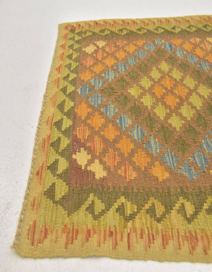 Detail image of  3' x 3' 5  Hand Woven Kilim Maymana Wool Square Rug