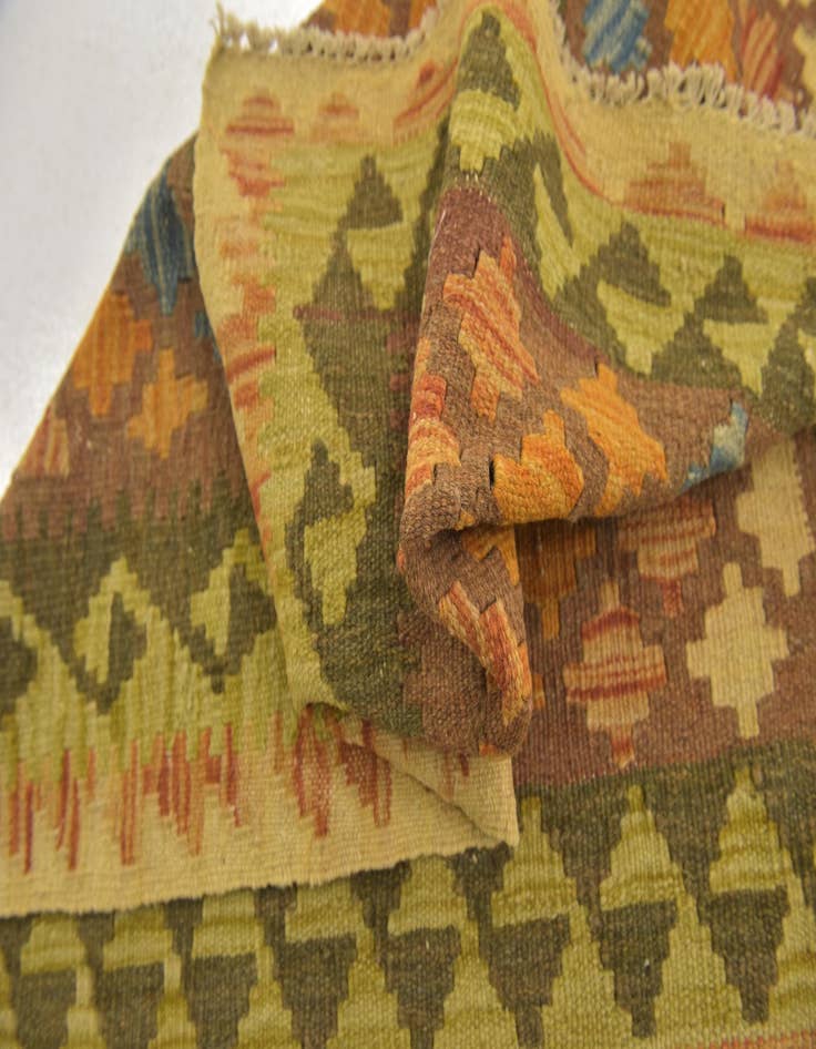 Detail image of  3' x 3' 5  Hand Woven Kilim Maymana Wool Square Rug