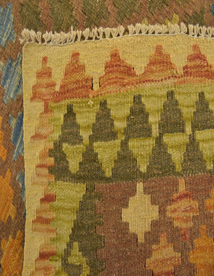 Detail image of  3' x 3' 5  Hand Woven Kilim Maymana Wool Square Rug