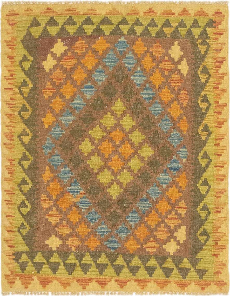 Primary image  3' x 3' 5  Hand Woven Kilim Maymana Wool Square Rug