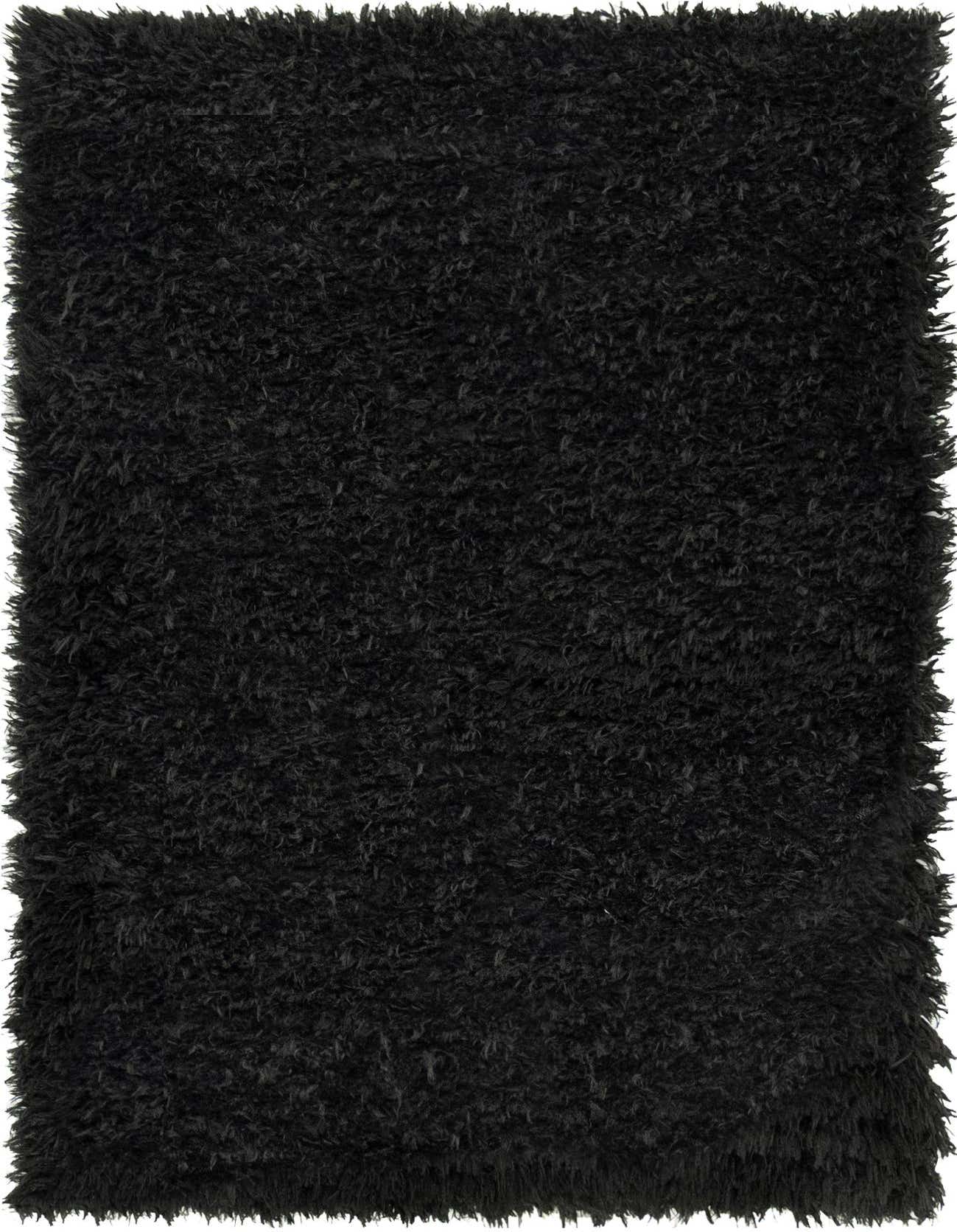 A plush 3x5 rectangular black shag rug with a deep, textured pile, perfect for a modern living room.