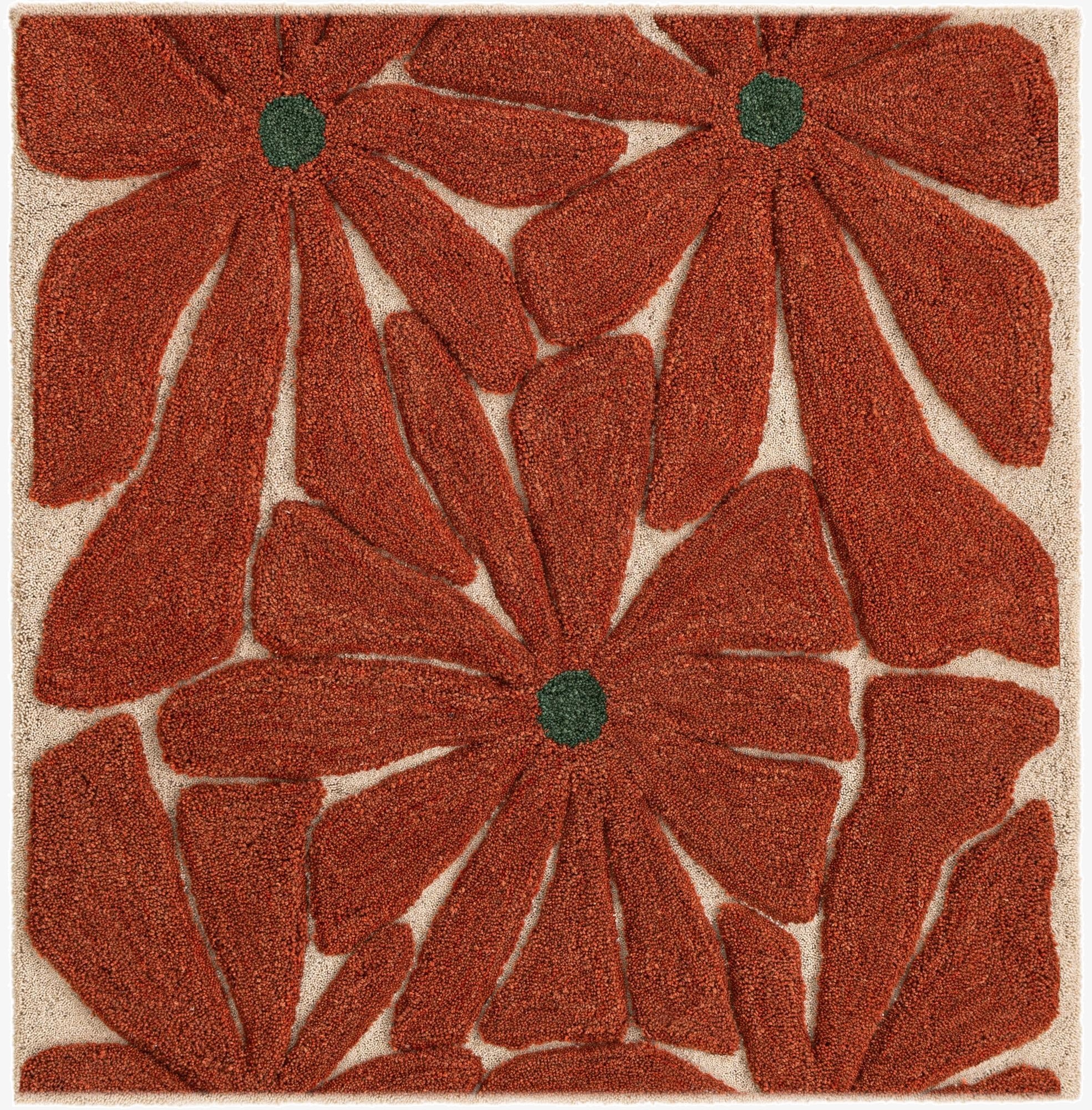  5' 1 x 5' 1 Handtufted Wool Square Rug