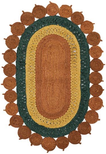  4' 1 x 6' 1  Hand Braided Jute Oval Rug