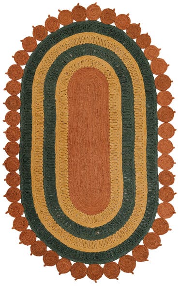  5' 1 x 8'  Hand Braided Jute Oval Rug