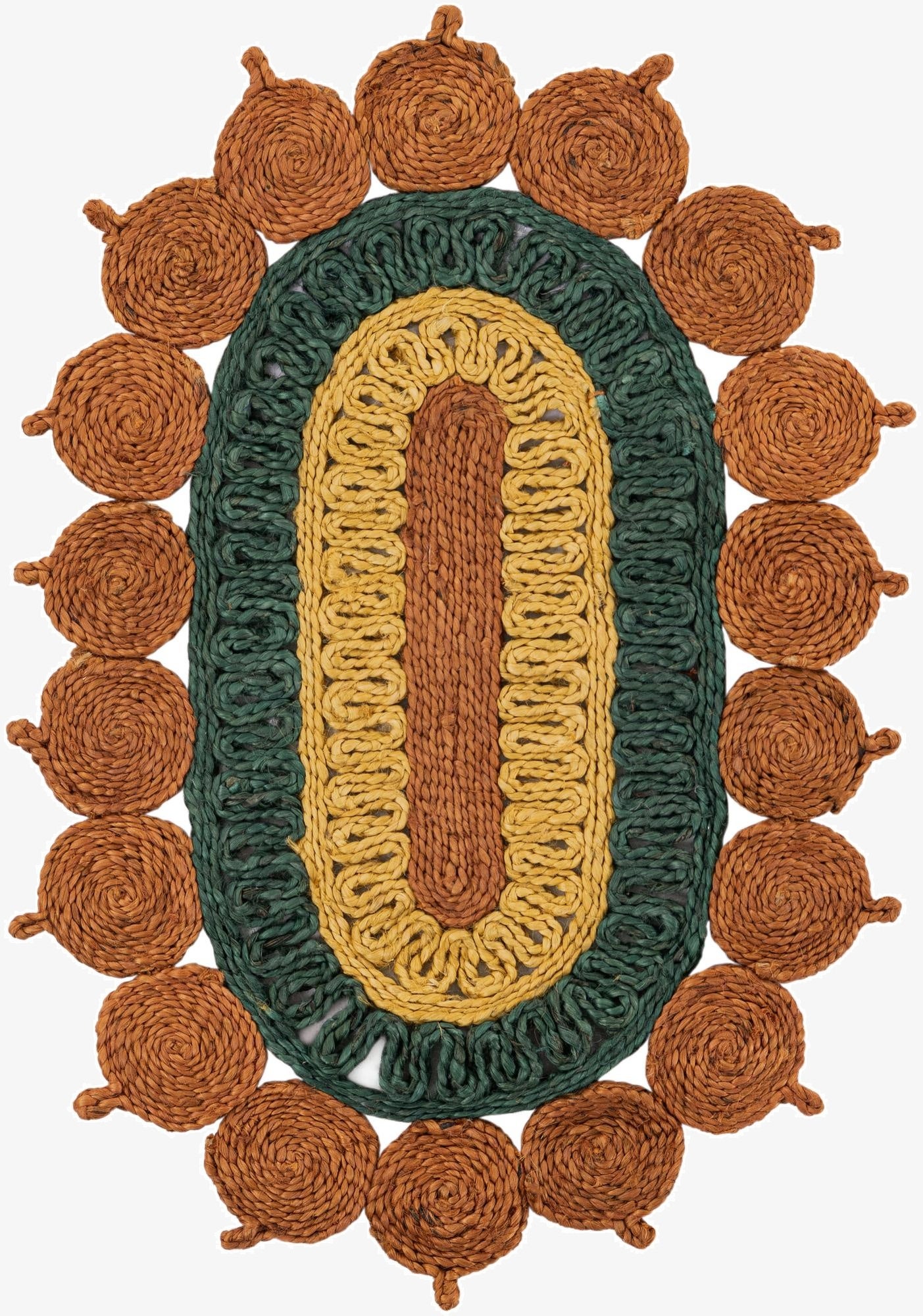  2' x 3' 1  Hand Braided Jute Oval Rug