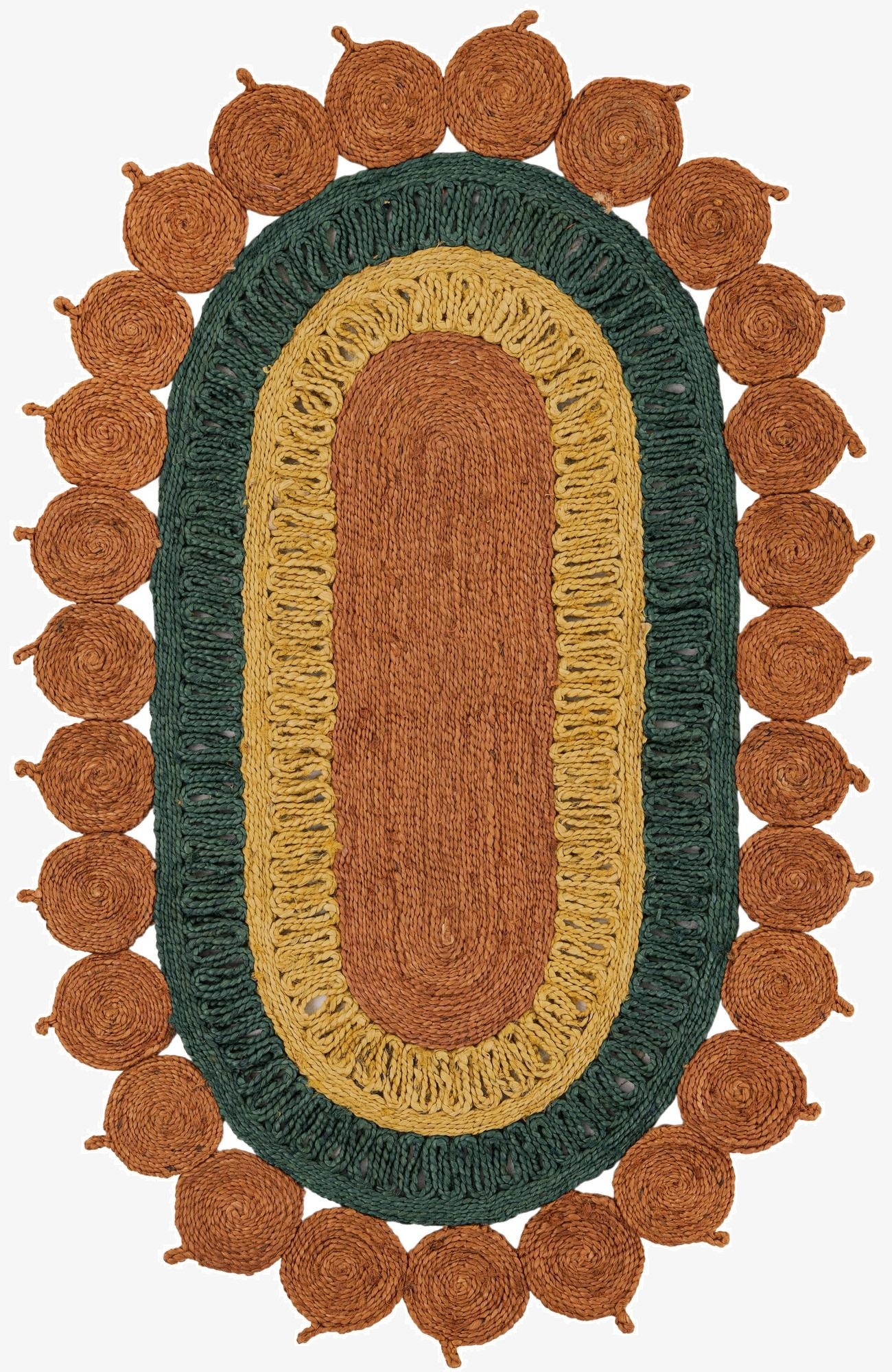  3' 1 x 5' 1  Hand Braided Jute Oval Rug