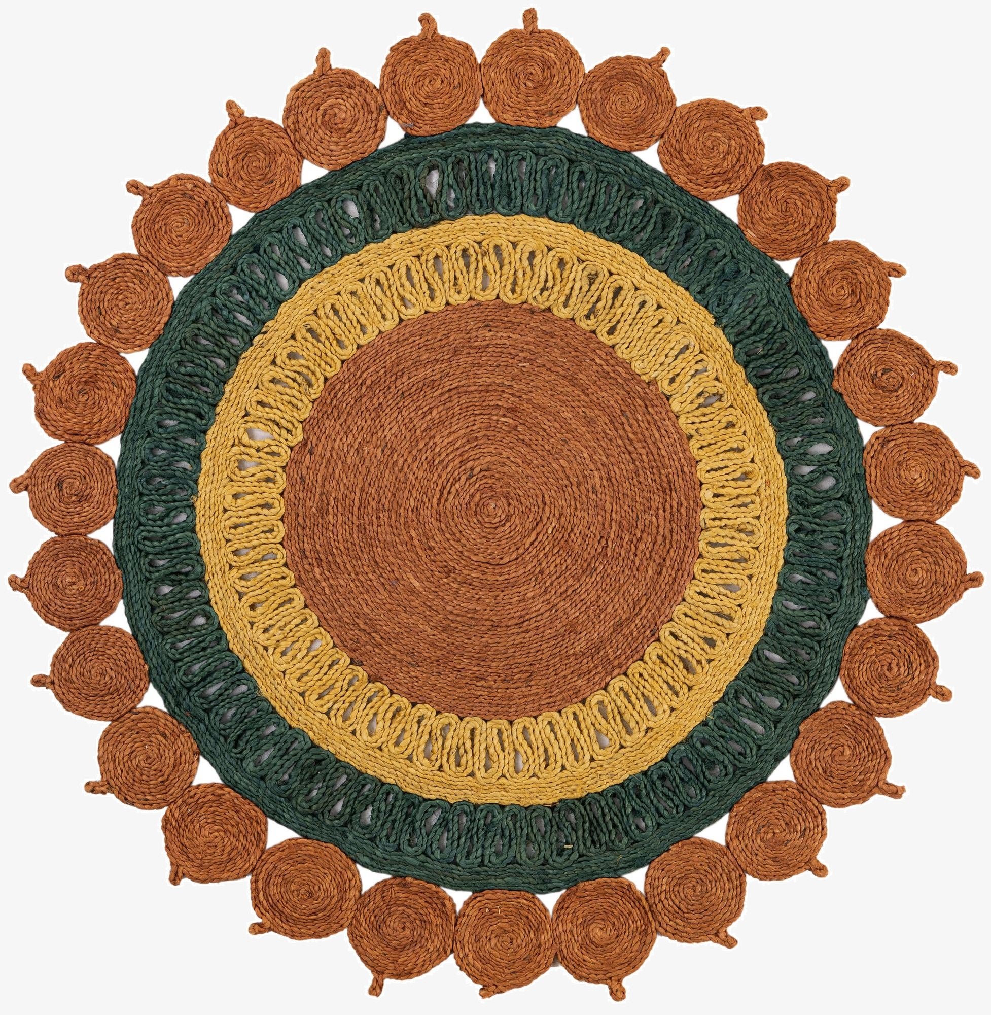  4' 1 x 4' 1  Hand Braided Jute Round Rug