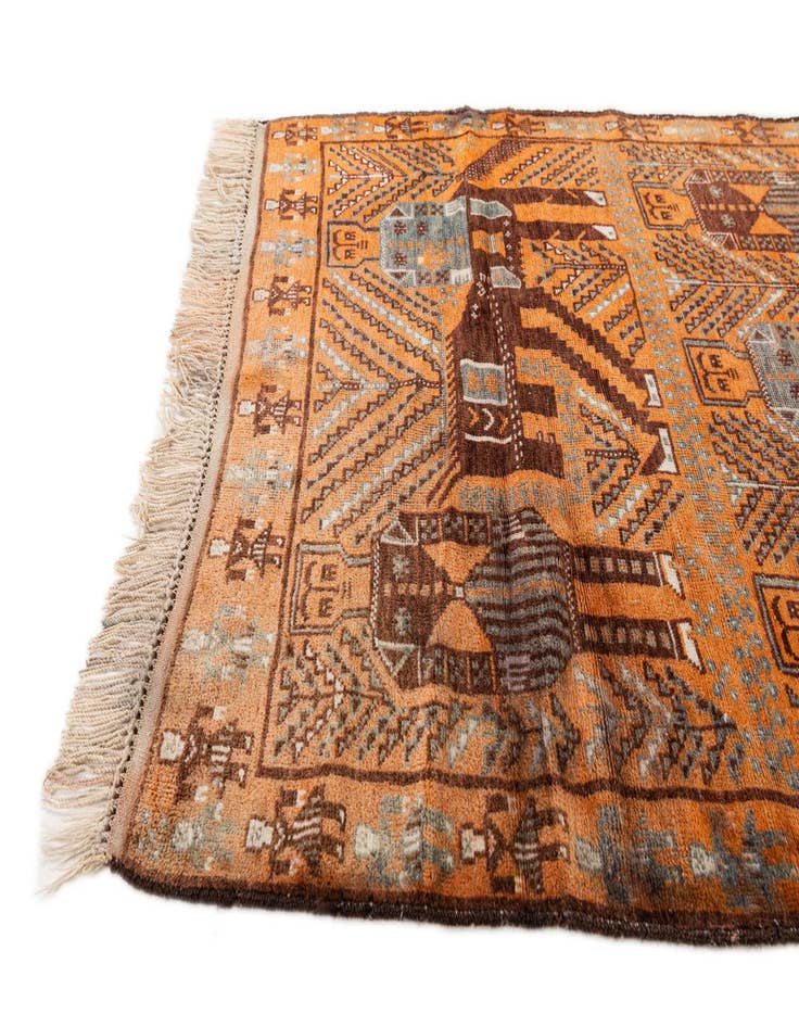 Detail image of  3' 9 x 6' 9  Hand Knotted Afghan Ersari Wool Rug