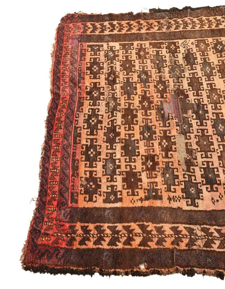 Detail image of  4' 7 x 6' 7  Hand Knotted Balouch Persian Wool Rug