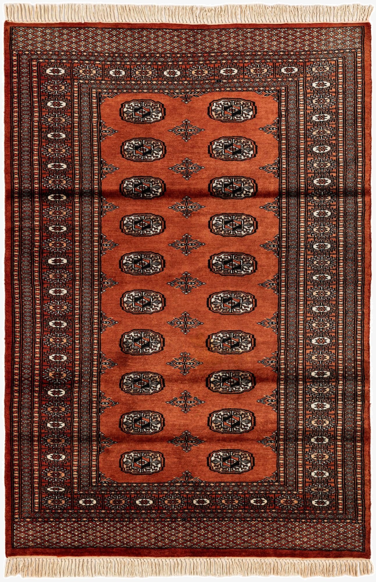  4' 1 x 5' 11  Hand Knotted Bokhara Wool Rug
