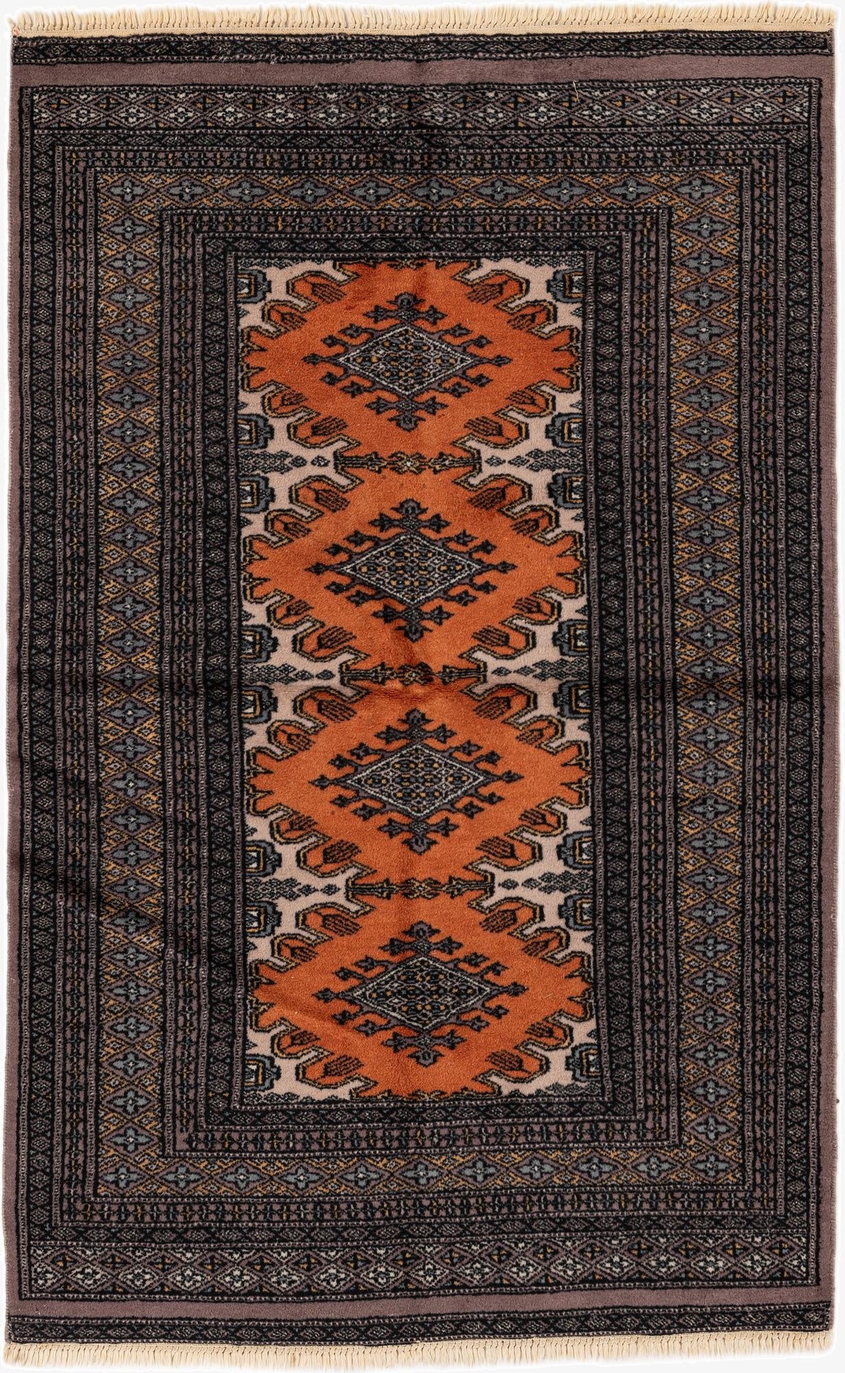  3' 2 x 5' 1  Hand Knotted Bokhara Oriental Wool Rug