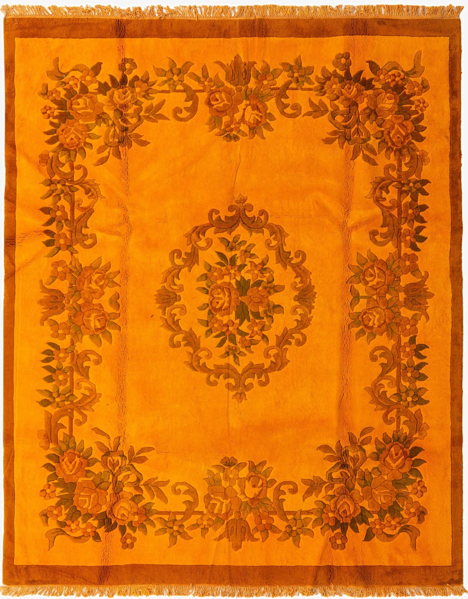  7' 9 x 9' 9  Hand Knotted Carved Pekin Wool Rug