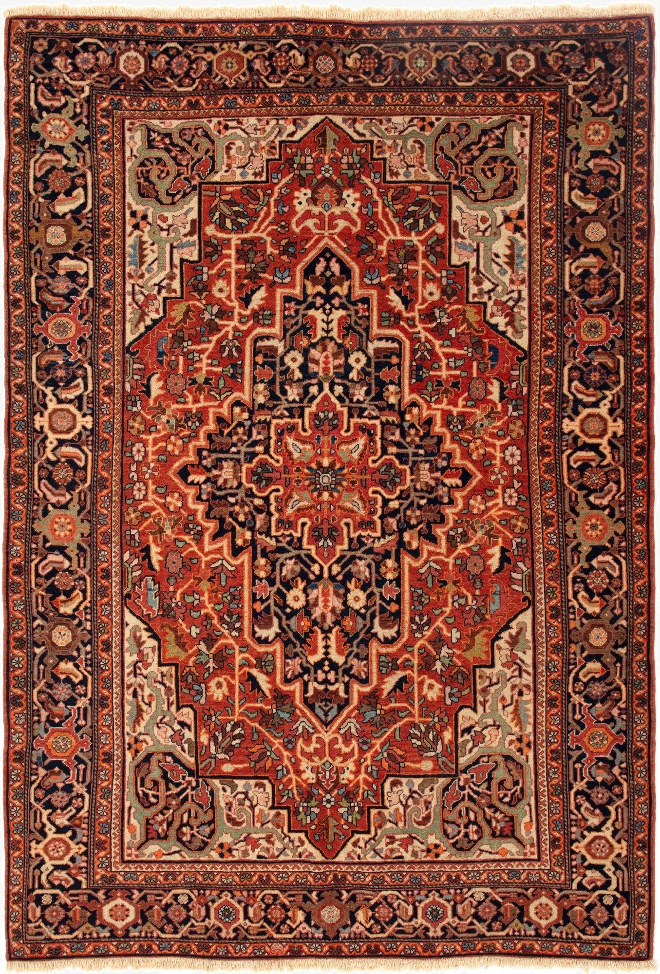  4' 3 x 6' 5  Hand Knotted Farahan Persian Rug
