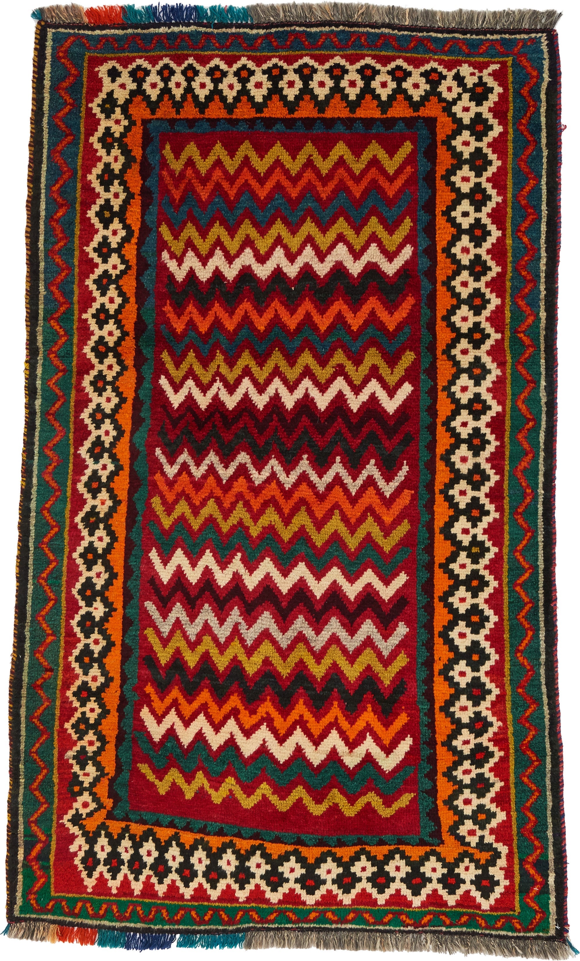  3' 9 x 6' 2  Hand Knotted Ghashghaei Persian Wool Rug