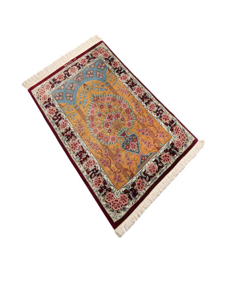 Detail image of  2' 7 x 3' 10 Ghom Silk Rug