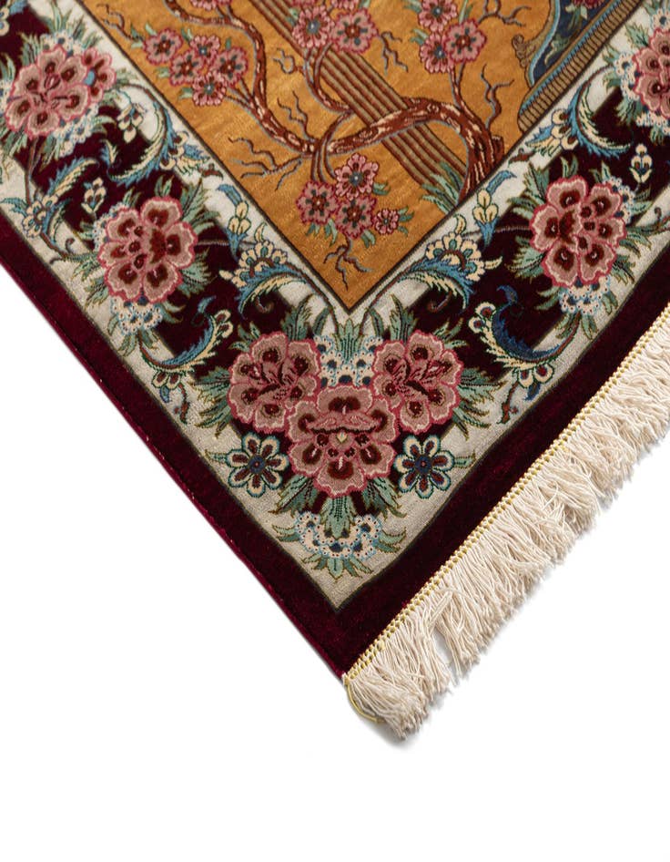 Detail image of  2' 7 x 3' 10 Ghom Silk Rug