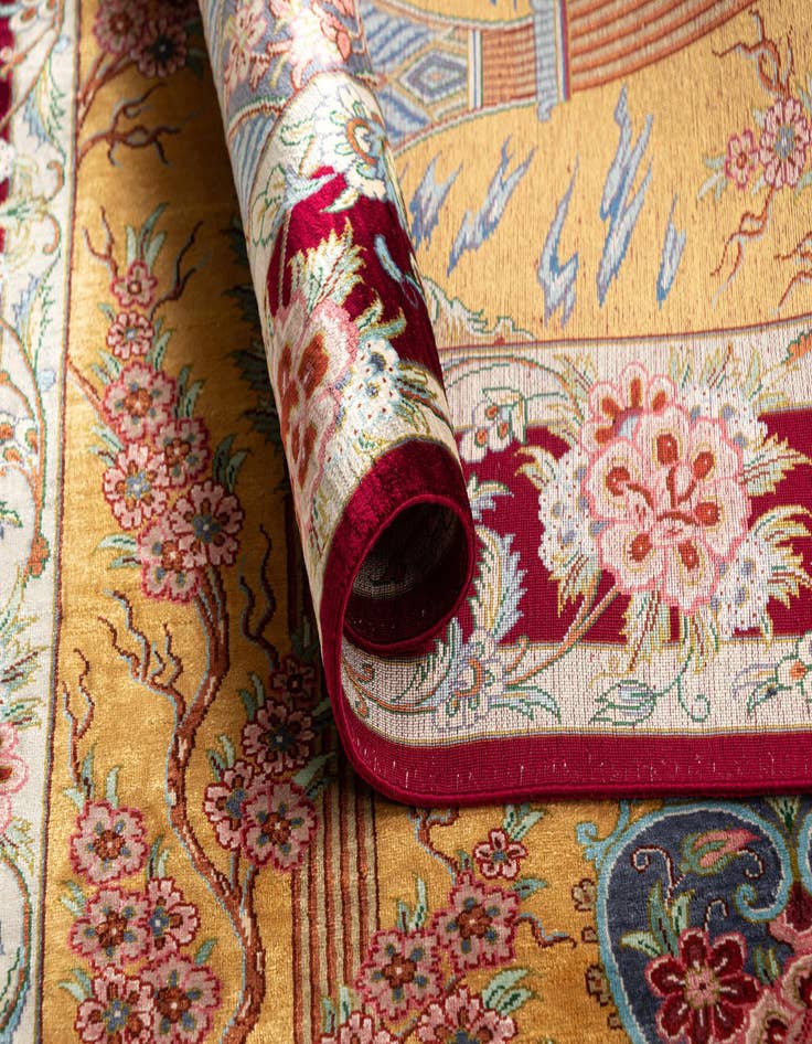 Detail image of  2' 7 x 3' 10 Ghom Silk Rug