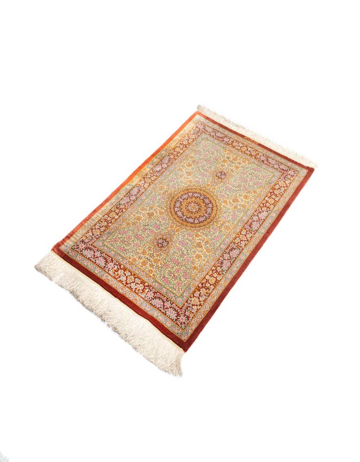 Detail image of  2' 7 x 4' 1 Ghom Silk Rug