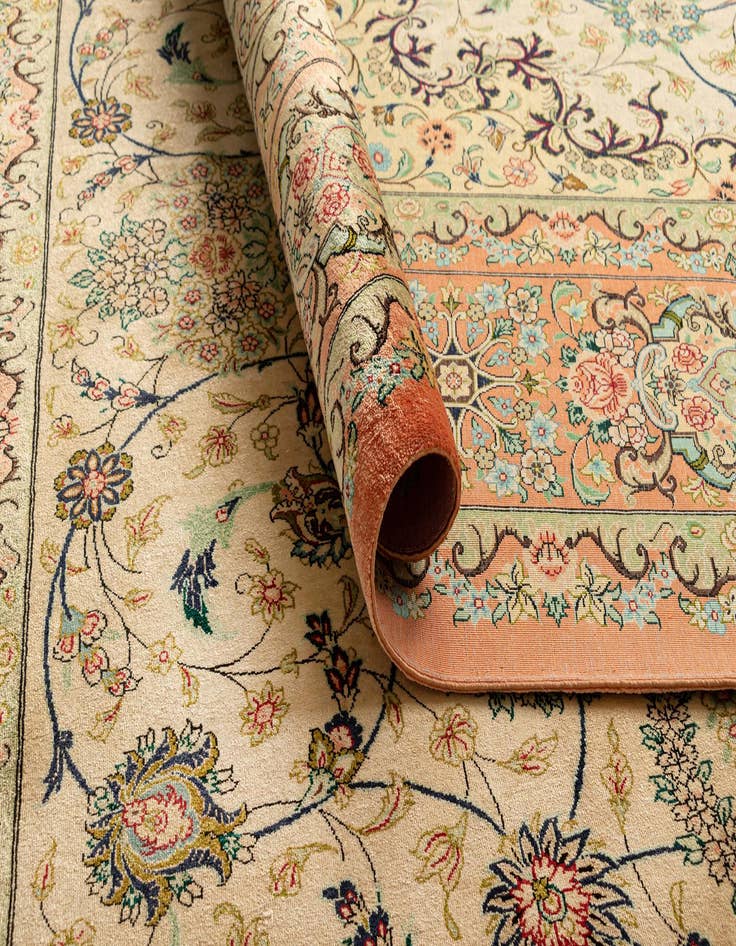 Detail image of  6' 6 x 9' 10 Ghom Silk Rug