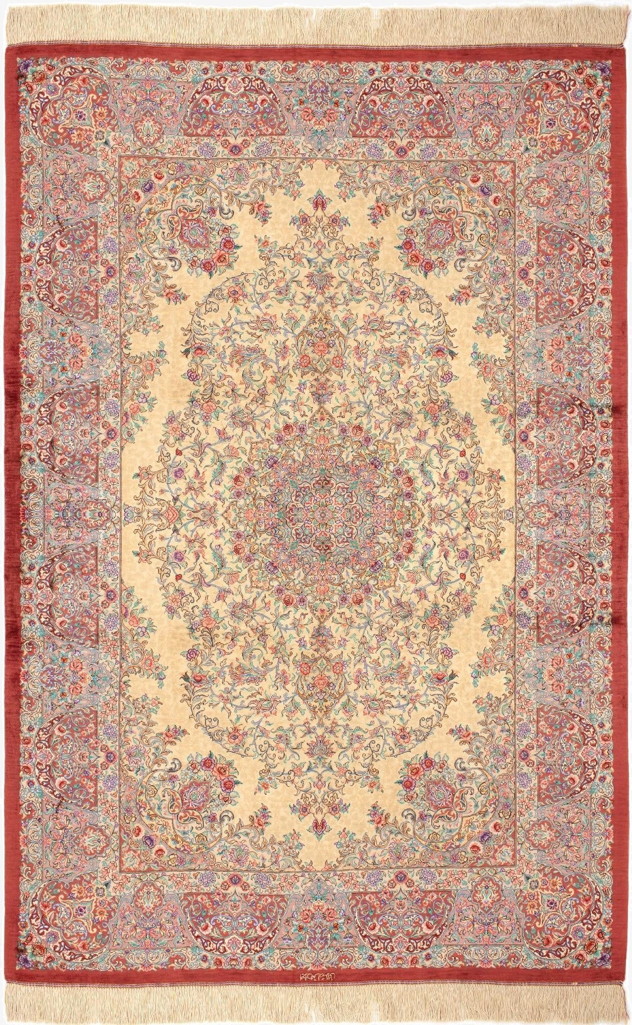  4' 4 x 6' 6 Ghom Silk Rug