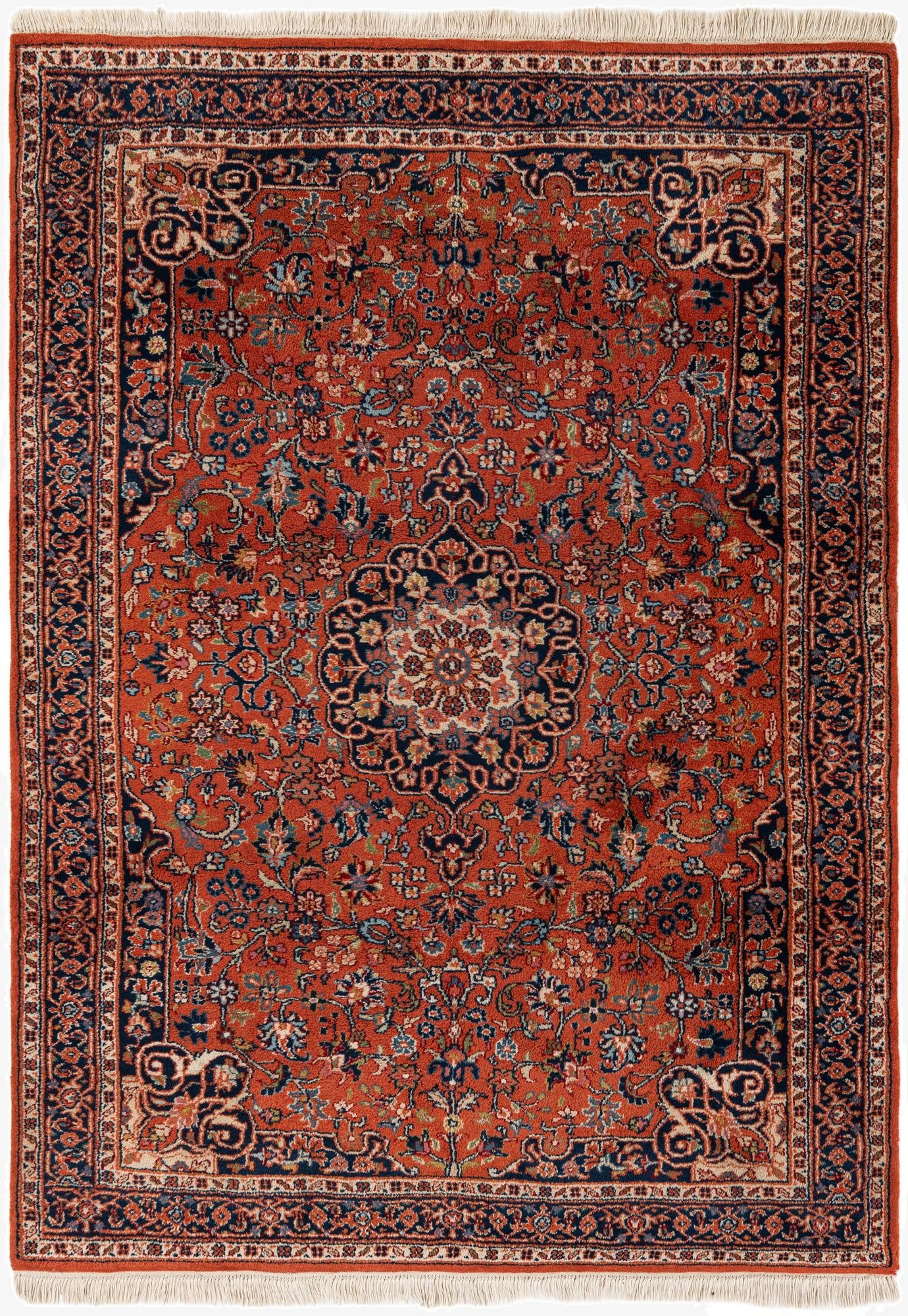  4' 3 x 6'  Hand Knotted Kashan Wool Rug