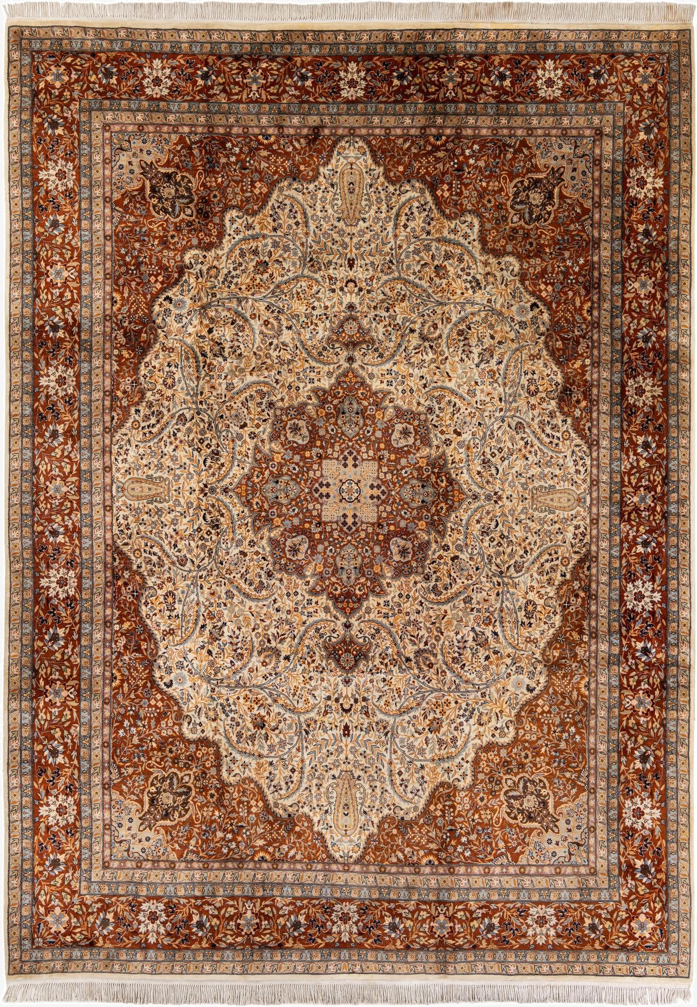  9' x 12' 5  Hand Knotted Kashan Oriental Wool Rug
