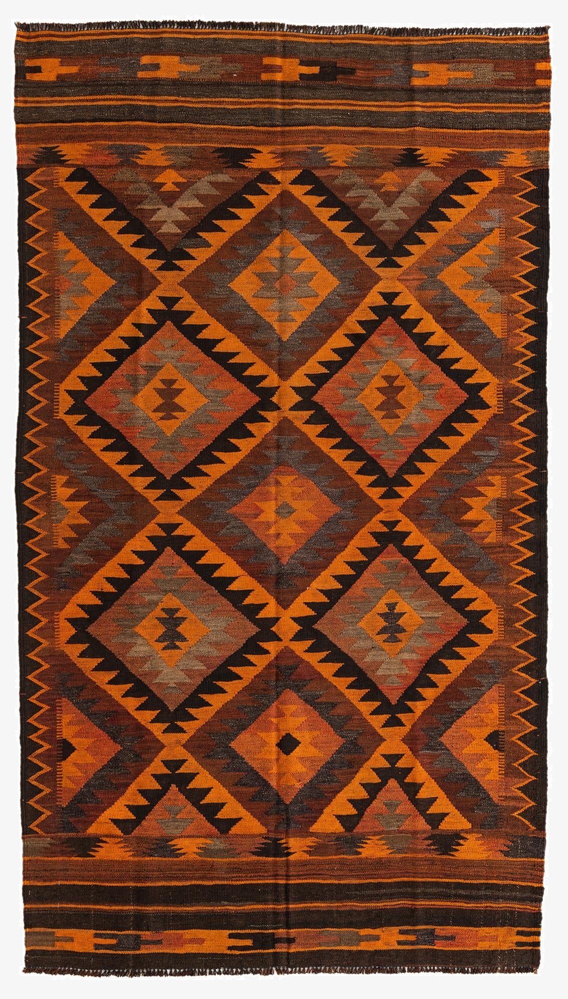  4' 7 x 8' 1  Hand Woven Kilim Afghan Wool Rug