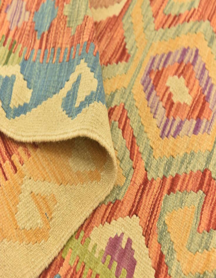 Detail image of  3' 3 x 4' 10  Hand Woven Kilim Maymana Wool Rug