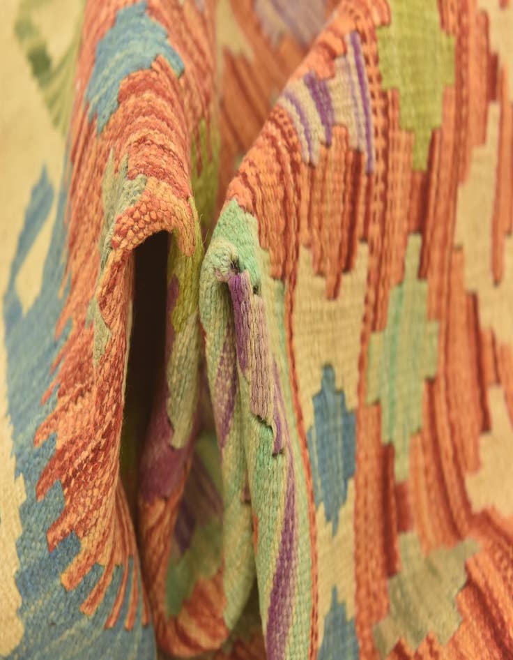 Detail image of  3' 3 x 4' 10  Hand Woven Kilim Maymana Wool Rug