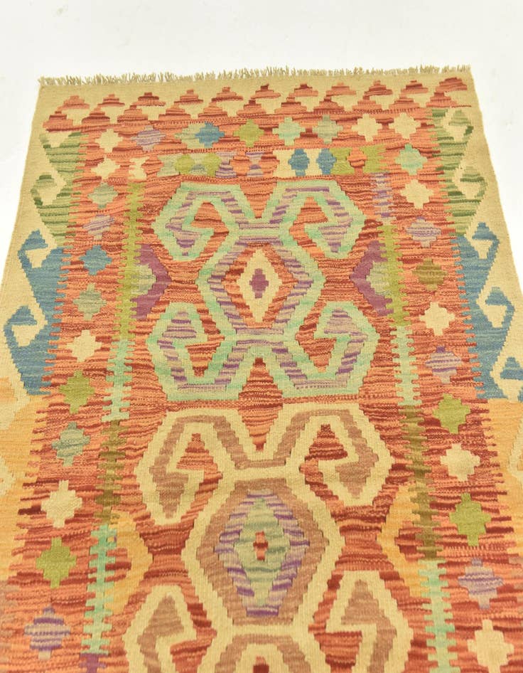 Detail image of  3' 3 x 4' 10  Hand Woven Kilim Maymana Wool Rug