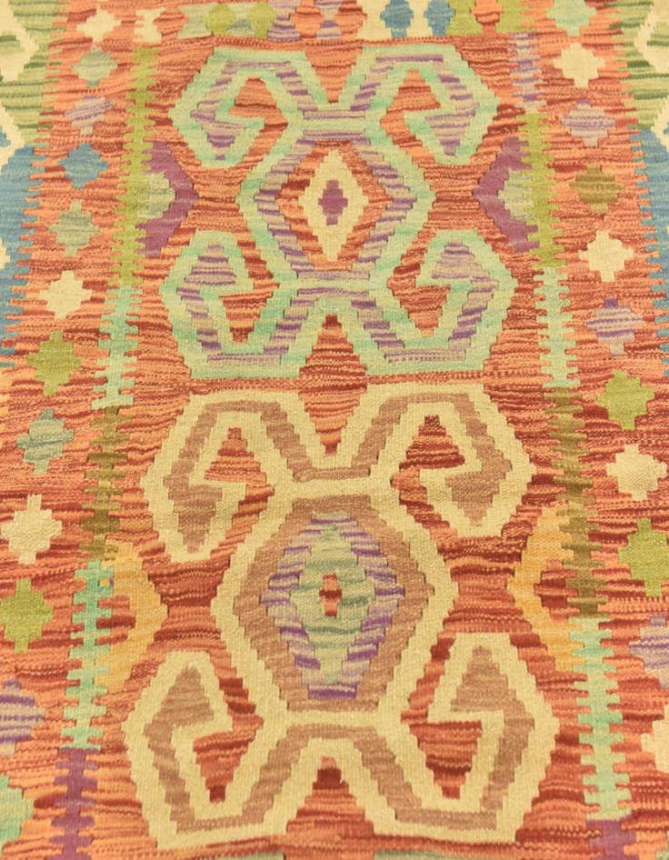 Detail image of  3' 3 x 4' 10  Hand Woven Kilim Maymana Wool Rug