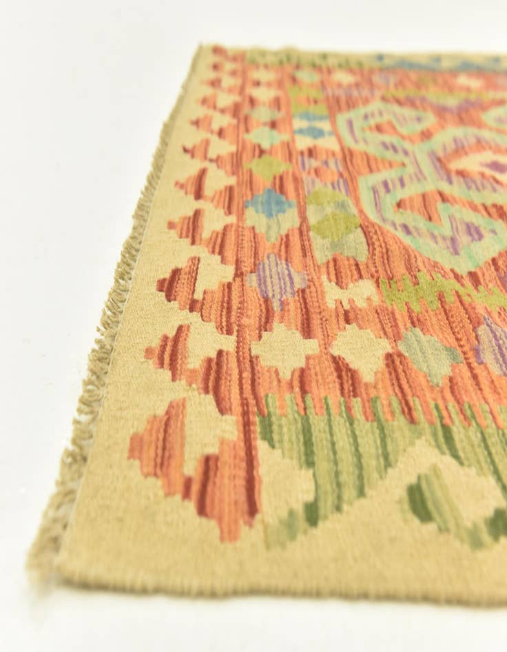 Detail image of  3' 3 x 4' 10  Hand Woven Kilim Maymana Wool Rug