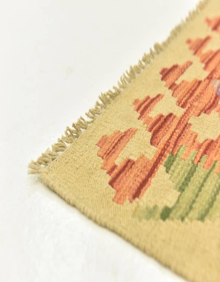 Detail image of  3' 3 x 4' 10  Hand Woven Kilim Maymana Wool Rug