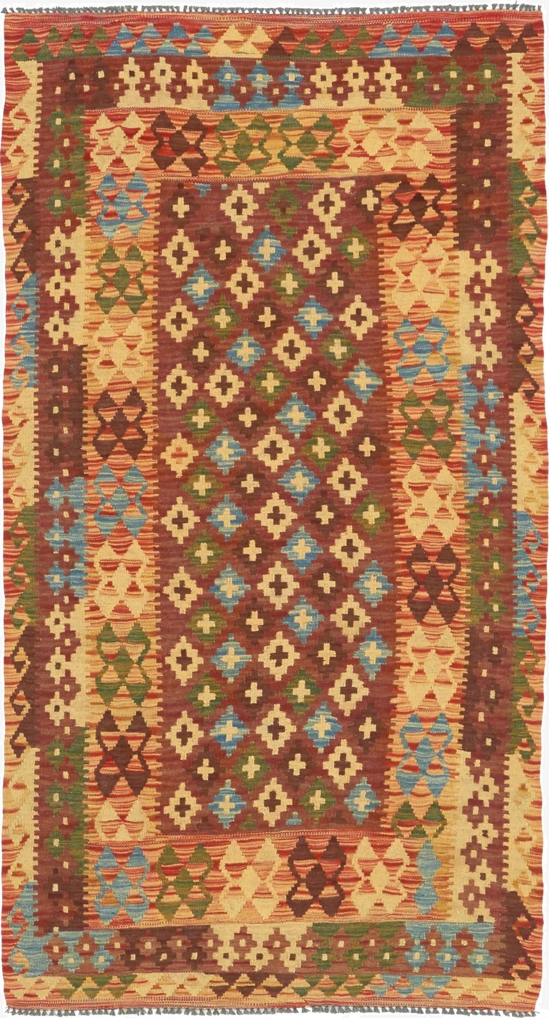  3' 5 x 6' 6  Hand Woven Kilim Maymana Wool Rug