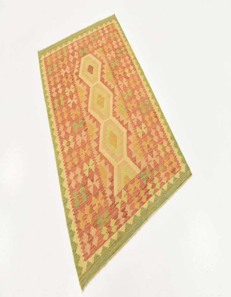 Detail image of  3' 4 x 4' 10  Hand Woven Kilim Waziri Wool Rug