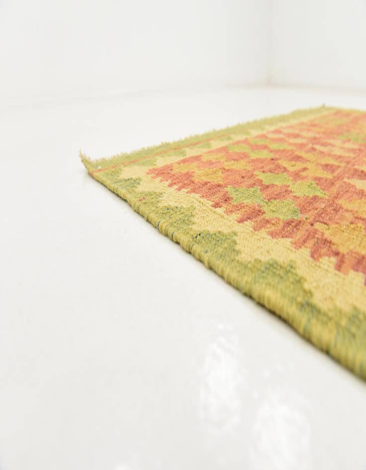 Detail image of  3' 4 x 4' 10  Hand Woven Kilim Waziri Wool Rug