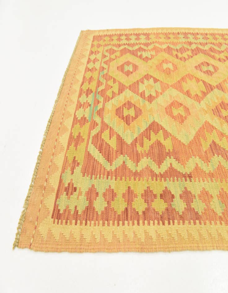 Detail image of  3' 2 x 5'  Hand Woven Kilim Waziri Wool Rug