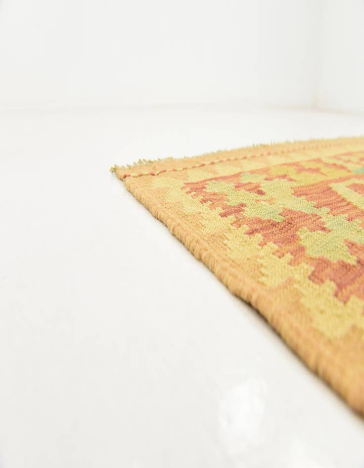 Detail image of  3' 2 x 5'  Hand Woven Kilim Waziri Wool Rug