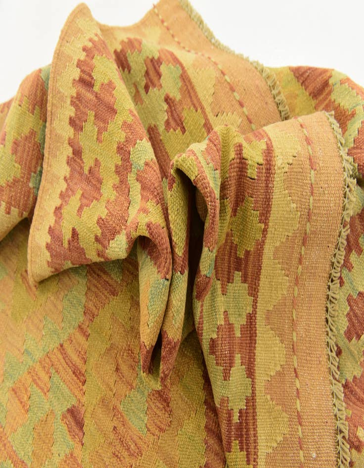 Detail image of  3' 2 x 5'  Hand Woven Kilim Waziri Wool Rug