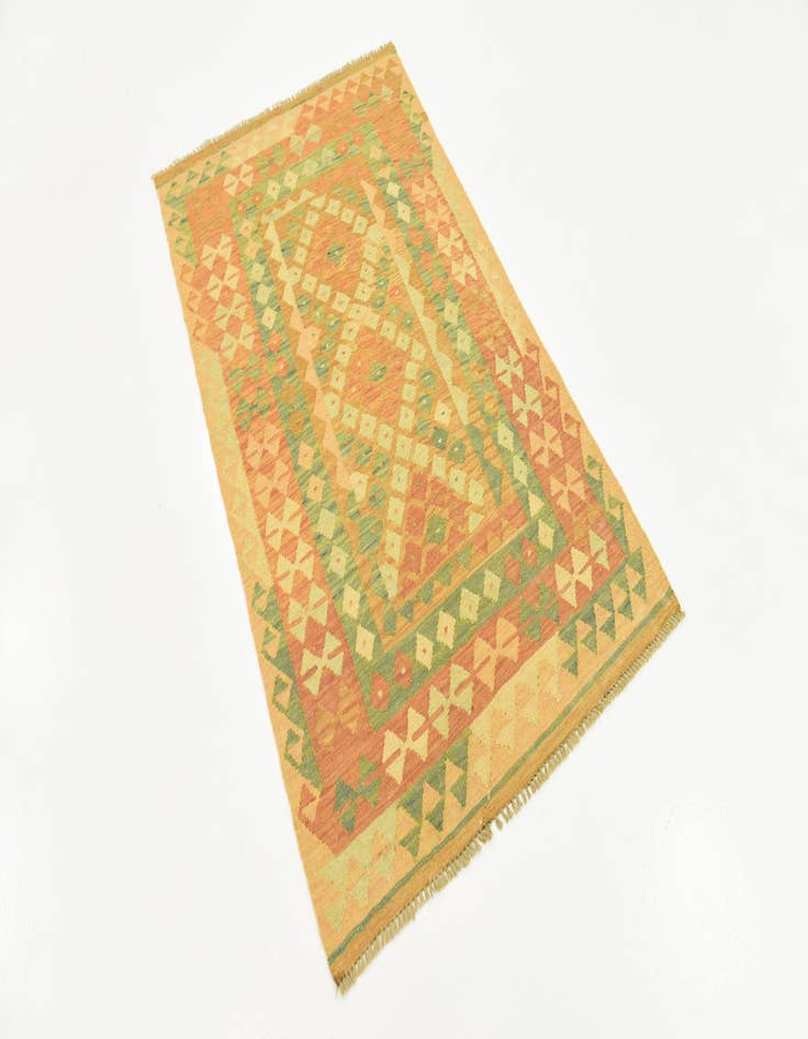 Detail image of  3' 2 x 5' 2  Hand Woven Kilim Waziri Wool Rug