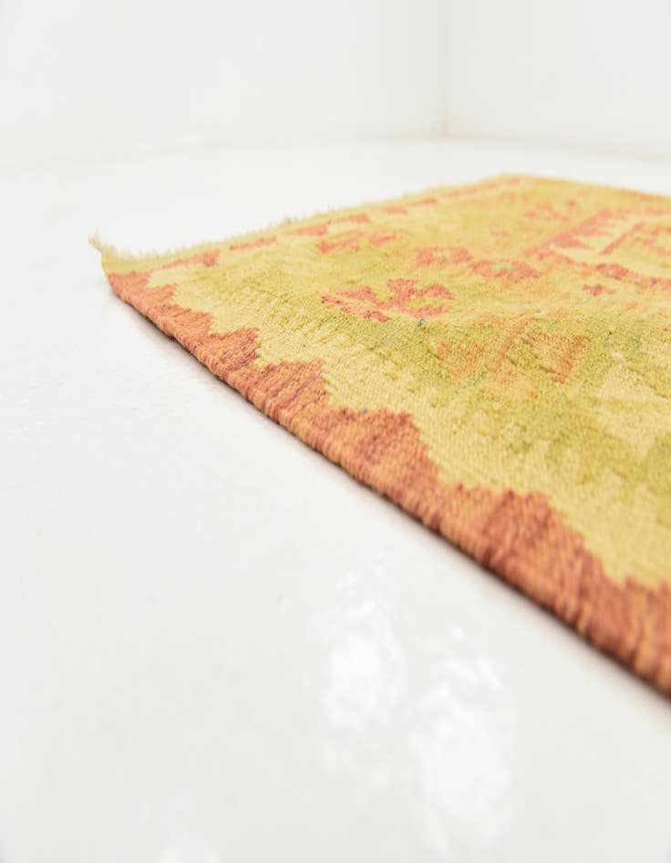 Detail image of  3' 2 x 5'  Hand Woven Kilim Waziri Wool Rug