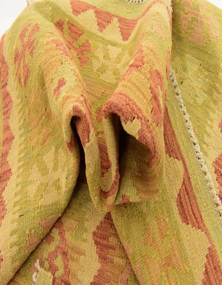 Detail image of  3' 2 x 5'  Hand Woven Kilim Waziri Wool Rug