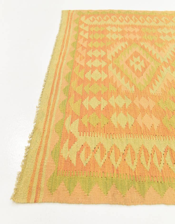 Detail image of  3' x 4' 9  Hand Woven Kilim Waziri Wool Rug