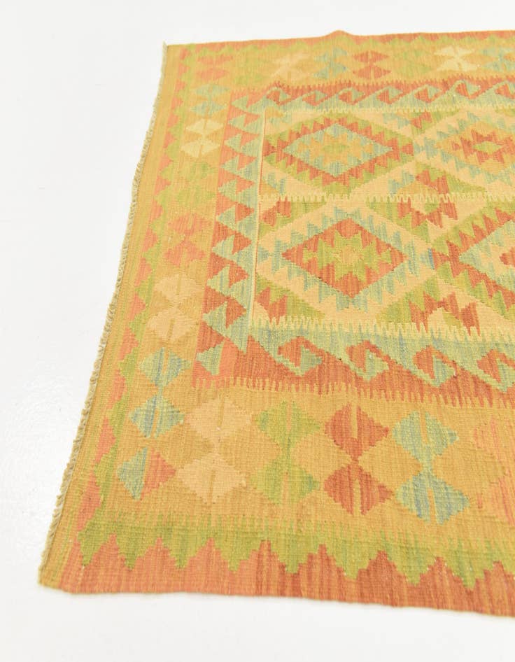 Detail image of  3' 2 x 5'  Hand Woven Kilim Waziri Wool Rug