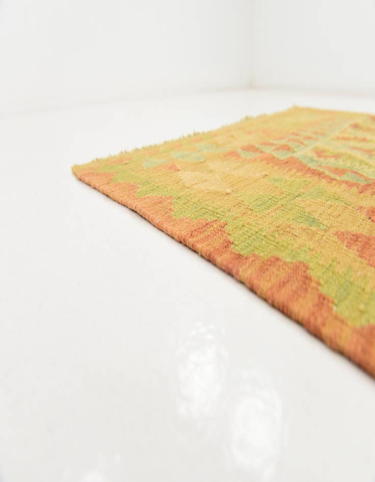 Detail image of  3' 2 x 5'  Hand Woven Kilim Waziri Wool Rug