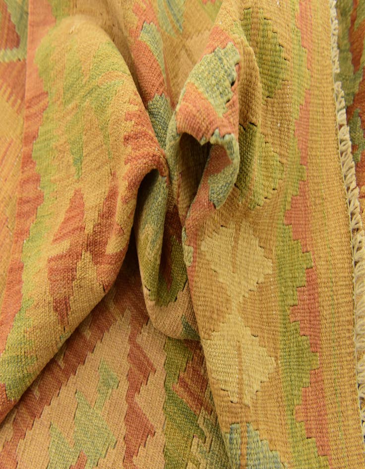 Detail image of  3' 2 x 5'  Hand Woven Kilim Waziri Wool Rug