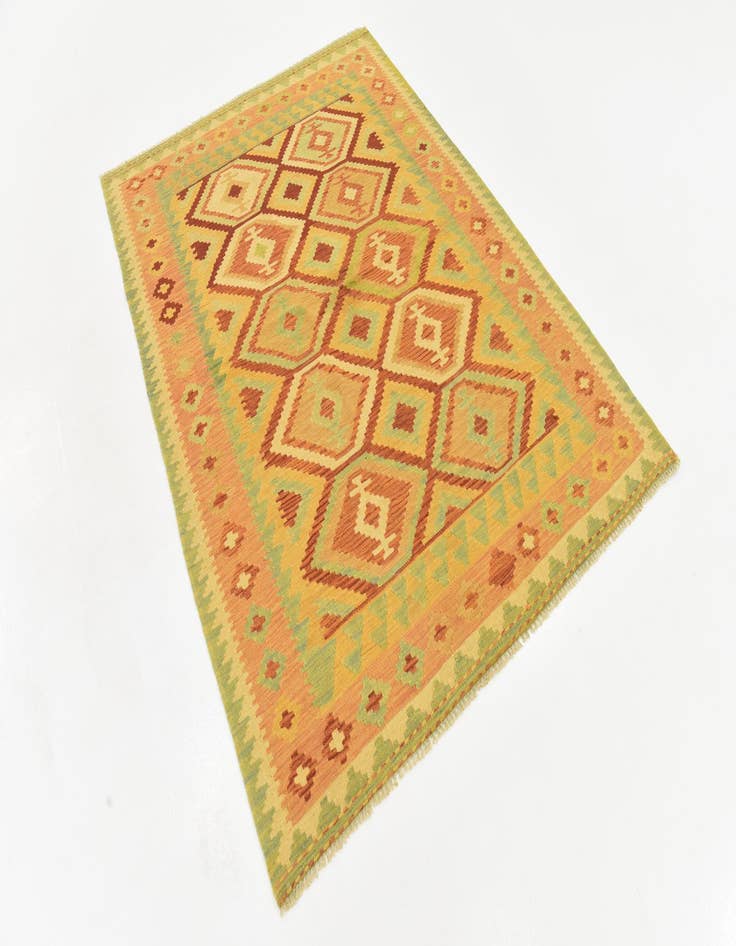 Detail image of  4' 9 x 6' 6  Hand Woven Kilim Waziri Wool Rug