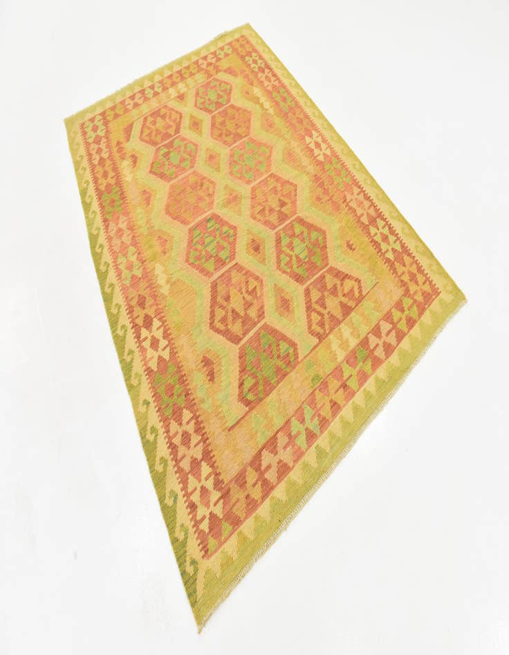 Detail image of  4' 10 x 6' 7  Hand Woven Kilim Waziri Wool Rug