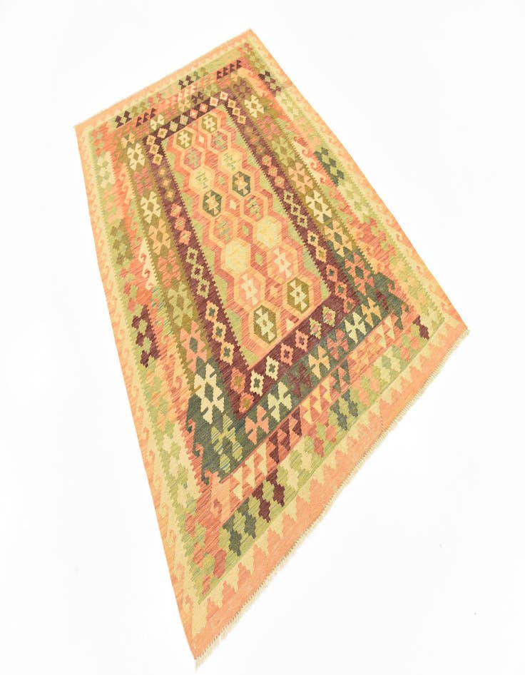 Detail image of  4' 5 x 6' 5  Hand Woven Kilim Waziri Wool Rug