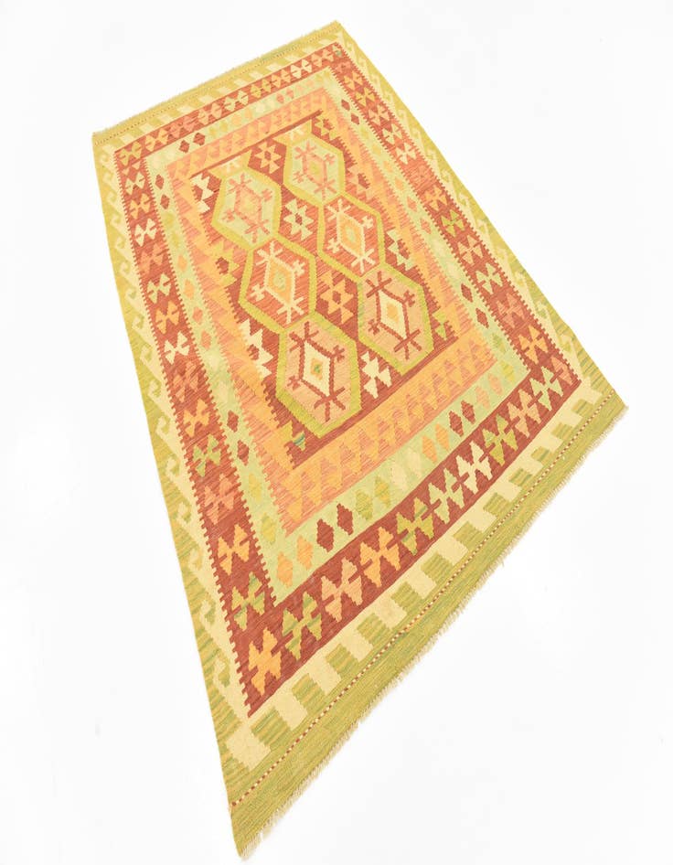 Detail image of  4' 9 x 6' 5  Hand Woven Kilim Waziri Wool Rug